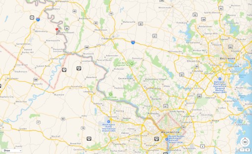 map locating Shepherdstown WV